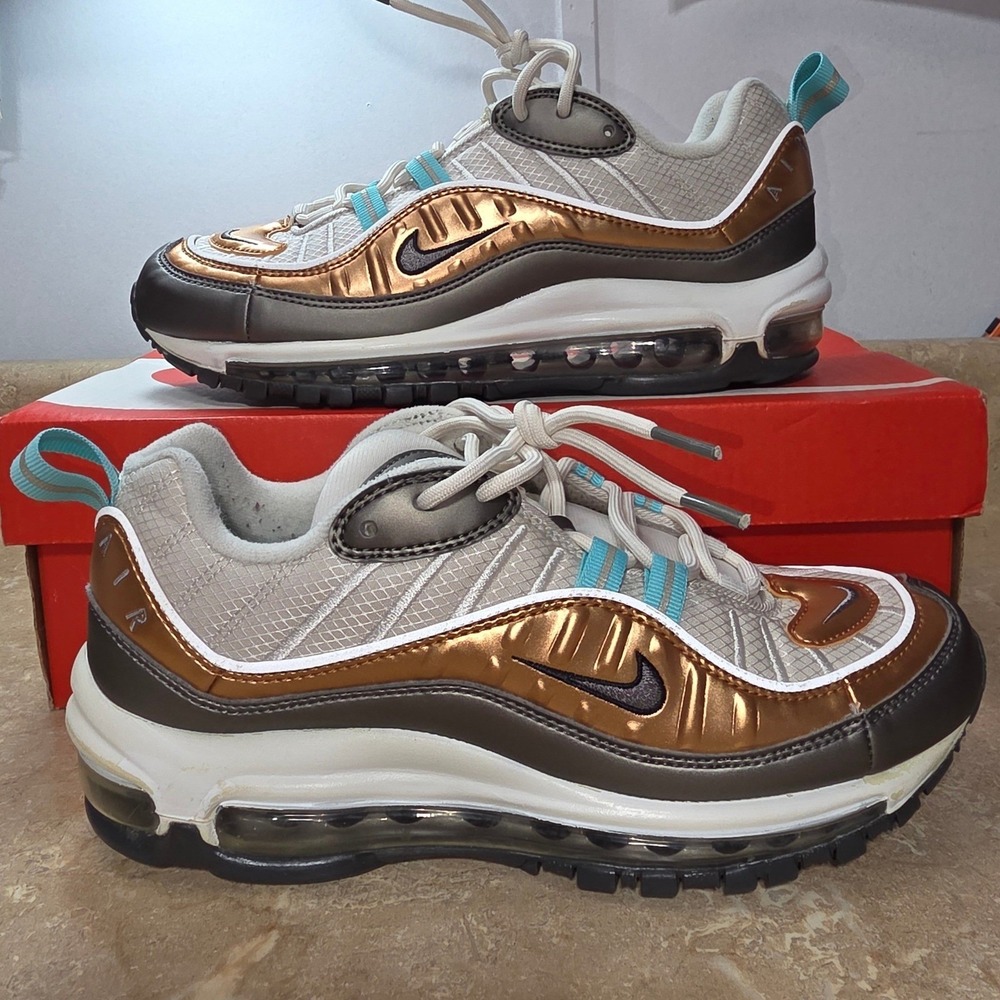 Nike Air Max 98 SE Shoes Women 7.5 Gold Phantom Pewter Tawny Sneakers BV6536-002